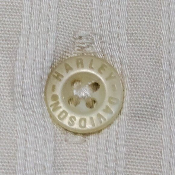 Harley-Davidson Embroidered Textured Striped Button-Up Shirt Cream Women's Large - Picture 8 of 9